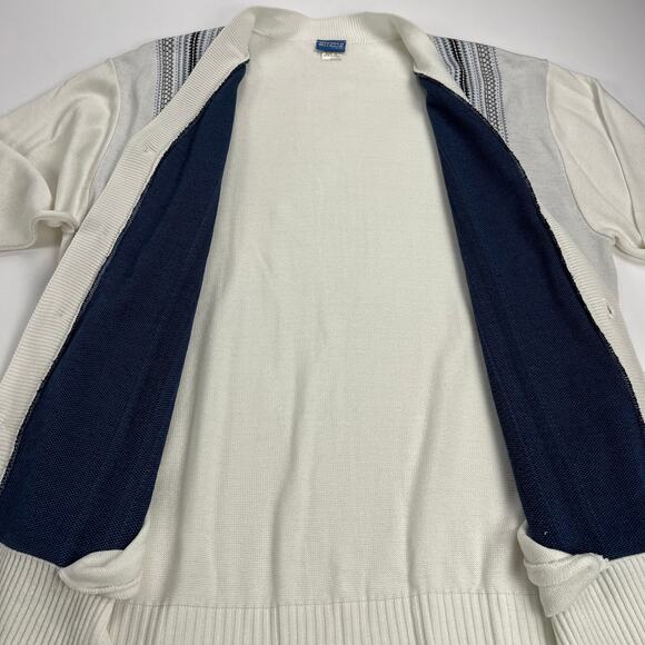 Norman Rockwell Grandpa V Neck Cardigan Sweater White Blue Pockets Size XL - Picture 8 of 10